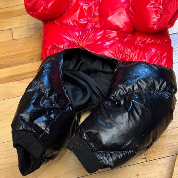 Red and Black Puffer Snowsuit with Faux Fur Hood for dogs 🐶 - Picture 4 of 12